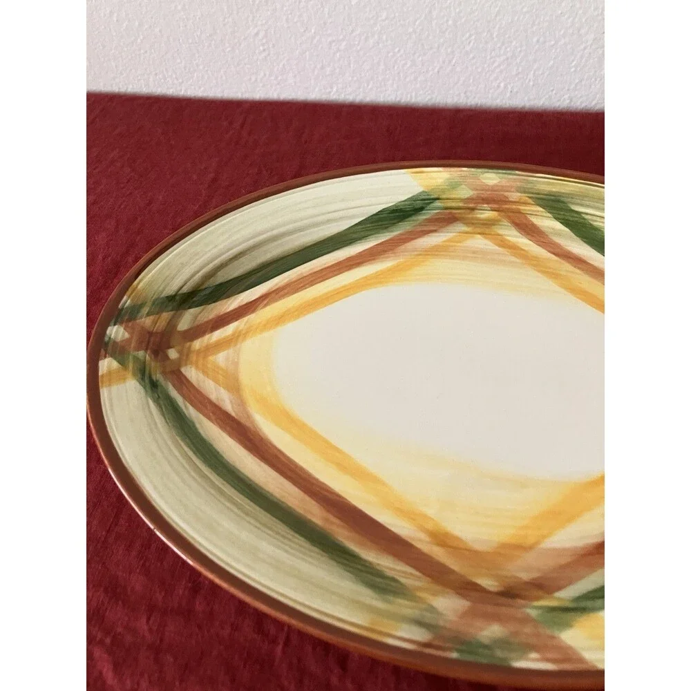 Vintage ‘40s/‘50s Vernon Kilns Vernonware Homespun Plaid 14” Oval Platter